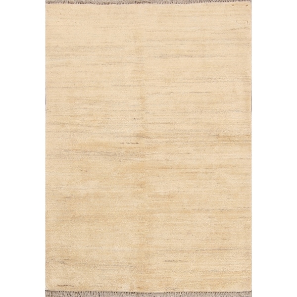 Handmade Thick Pile Ivory Gabbeh Zolanvari Shiraz Persian Area Rug - 4'8" x 3'5"