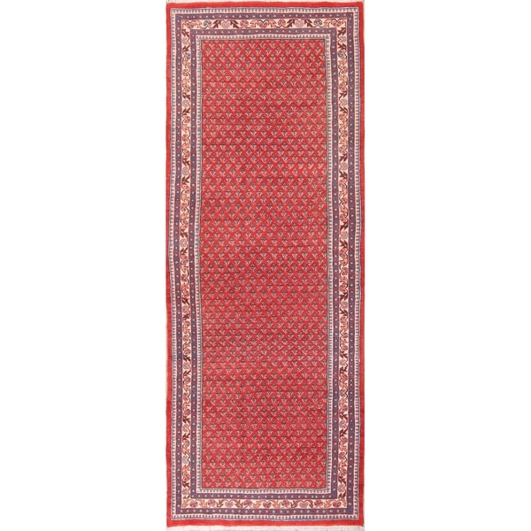 Oriental Botemir Boteh Hand Knotted Wool Vintage Persian Carpet Rug - 10'0" x 3'10" runner