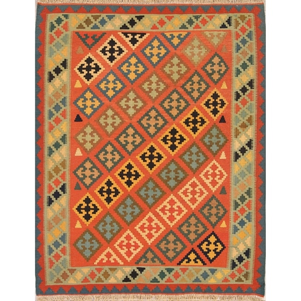 Oriental Nomad Kilim Suzani Shiraz Hand Woven Persian Area Rug - 6'5" x 5'1"