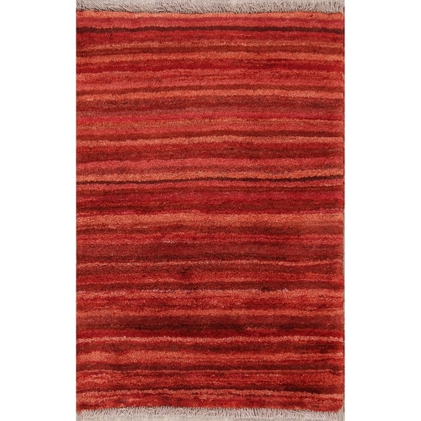 Striped Modern Gabbeh Zolanvari Shiraz Handmade Persian Area Rug - 3'7" x 2'6"