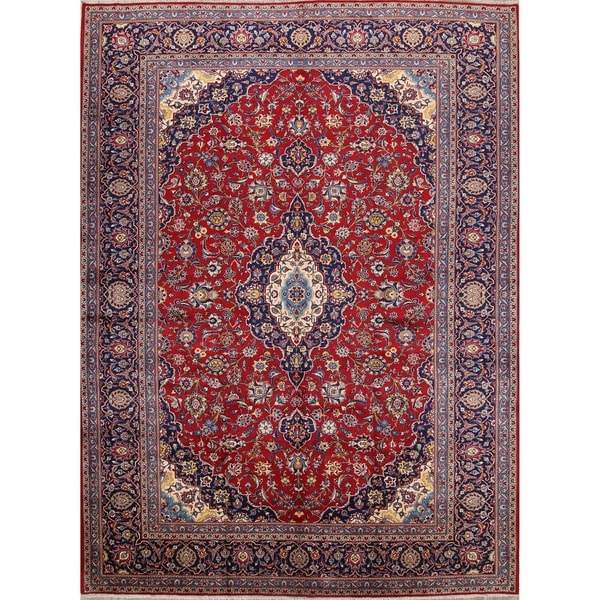 Traditional Floral Kashan Vintage Hand Knotted Persian Area Rug - 13'4" x 9'10"
