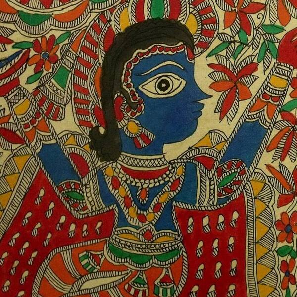 Shop Handmade Krishna And Arjun Madhubani Painting India