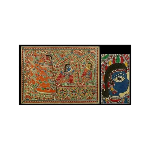 Shop Handmade Krishna And Arjun Madhubani Painting India