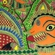 preview thumbnail 4 of 3, Handmade Durgas Marriage Madhubani Painting (India) - Green/Multi-color