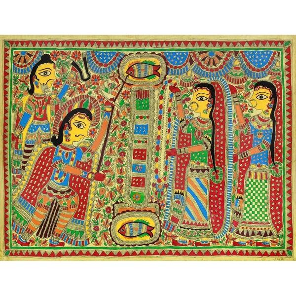 Shop Handmade Arjuna And Draupadi Marry Madhubani Painting India