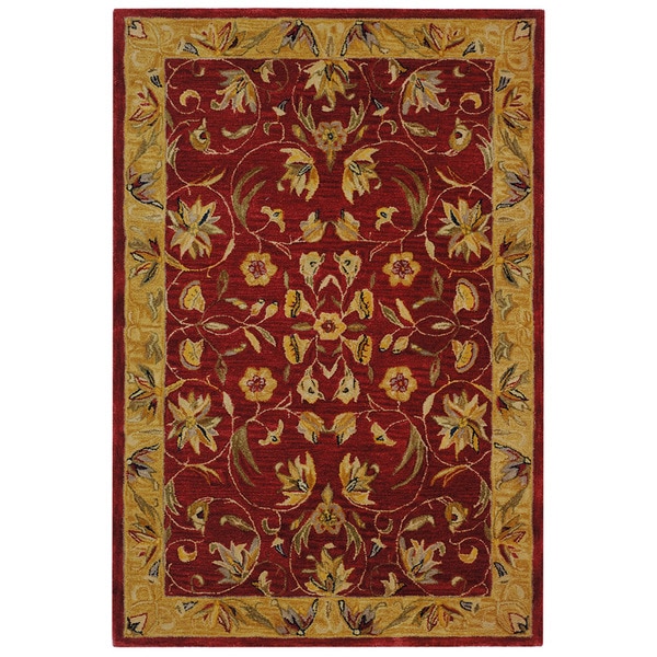 Handmade Hereditary Burgundy/ Gold Wool Rug (4' x 6') Safavieh 3x5   4x6 Rugs