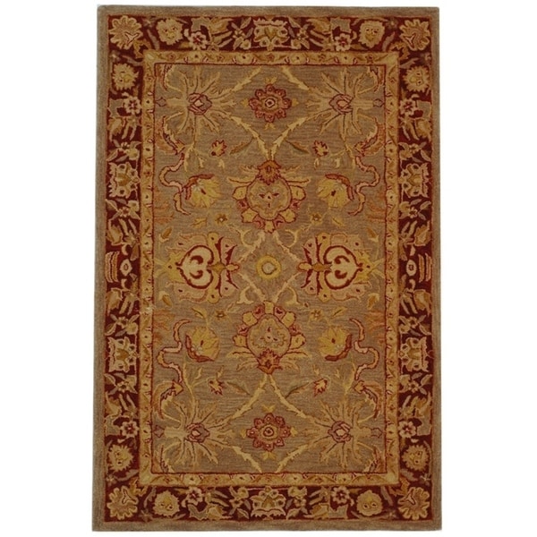Safavieh Handmade Anatolia Oriental Traditional Grey/ Rust Hand-spun Wool Rug - 5' x 8'