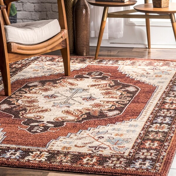 Porch & Den West Armitage Multicolor Medallion Border Area Rug