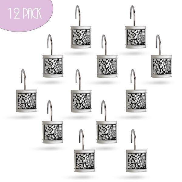Shop Brushed Nickel Shower Curtain Hooks Set Of 12 Silver