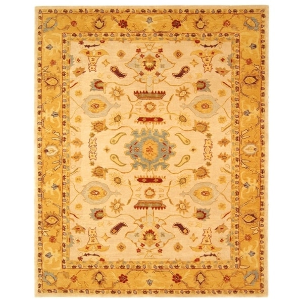 Safavieh Handmade Anatolia Oriental Traditional Ivory/ Gold Hand-spun Wool Rug - 8' x 10'