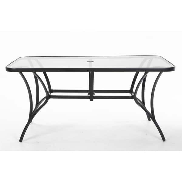 Shop Cosco Outdoor Living Steel Patio Dining Table With Tempered Glass Table Top Overstock 25641794