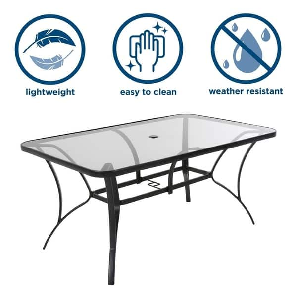 Cosco Outdoor Living Steel Patio Dining Table With Tempered Glass Table Top N A On Sale Overstock 25641794