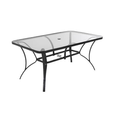 COSCO Outdoor Living Steel Patio Dining Table with Tempered Glass Table Top