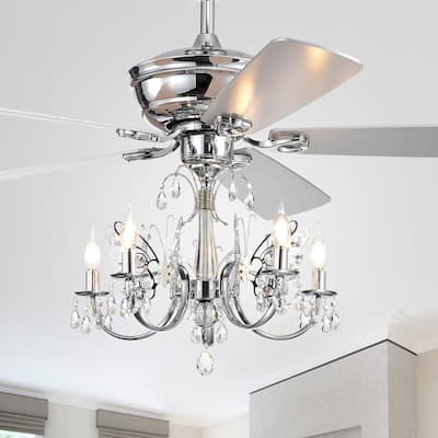 Silver Orchid Finlayson 52-inch 5-light Chrome Lighted Ceiling Fan with Reversible Blades