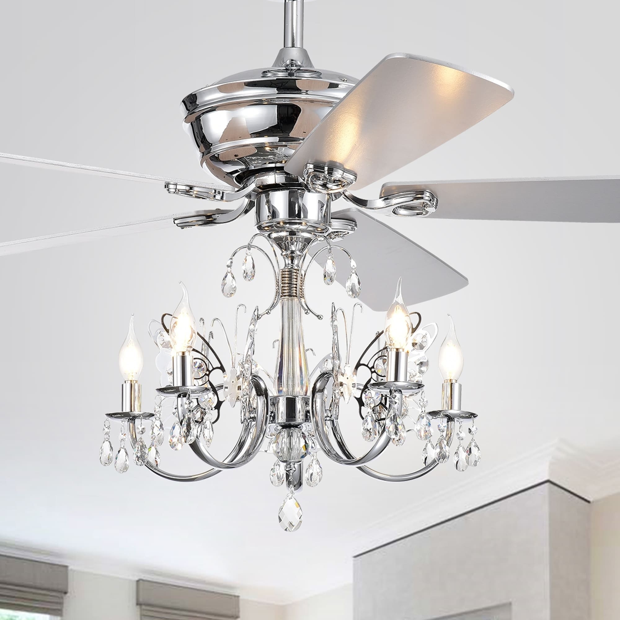 Warehouse of Tiffany Finlayson 52-inch 5-light Chrome Lighted Ceiling Fan with Reversible Blades