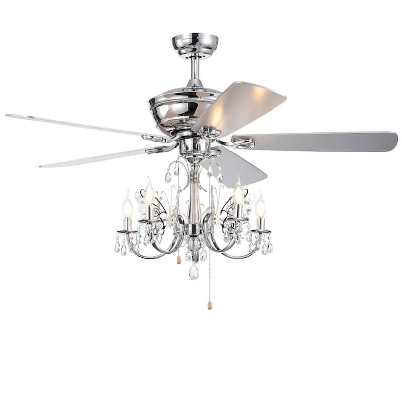 Silver Orchid Finlayson 52-inch 5-light Chrome Lighted Ceiling Fan with Reversible Blades