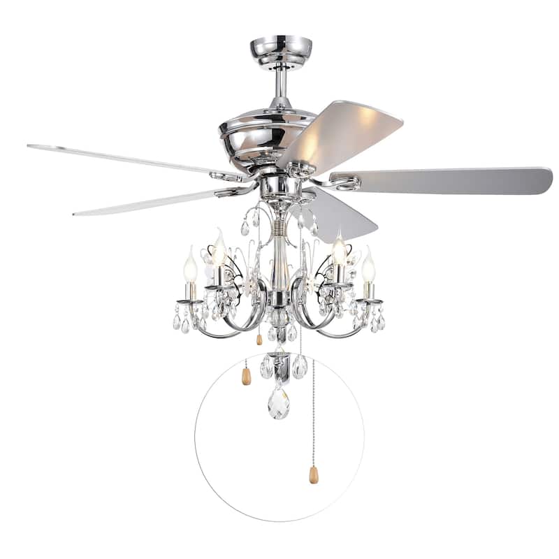 Silver Orchid Finlayson 52-inch 5-light Chrome Lighted Ceiling Fan with Reversible Blades