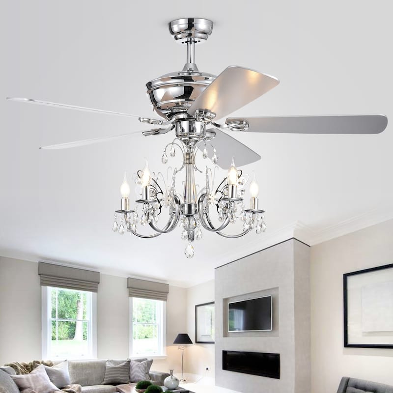 Silver Orchid Finlayson 52-inch 5-light Chrome Lighted Ceiling Fan with Reversible Blades