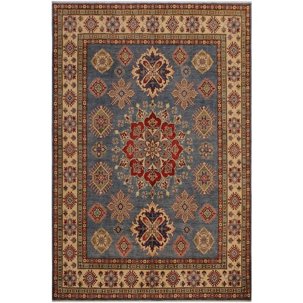 Kazak Garish Ulysses Blue/Ivory Wool Rug (8'0 x 10'0) - 8 ft. 0 in. x 10 ft. 0 in.