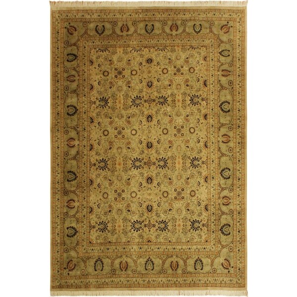 Pak-Persian Alisha Tan/Dark Gold Wool Rug (9'10 x 13'10) - 9 ft. 10 in. x 13 ft. 10 in.
