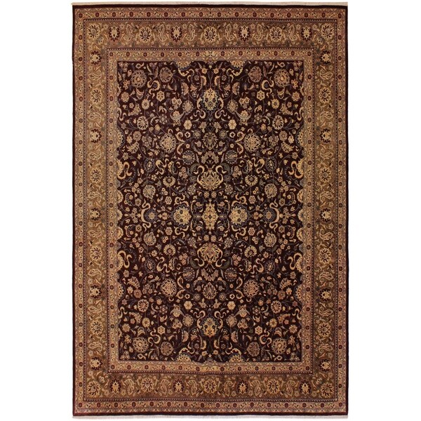 Pak-Persian Terry Aubergine/Lt. Brown Wool Rug (8'5 x 10'2) - 8 ft. 5 in. x 10 ft. 2 in.