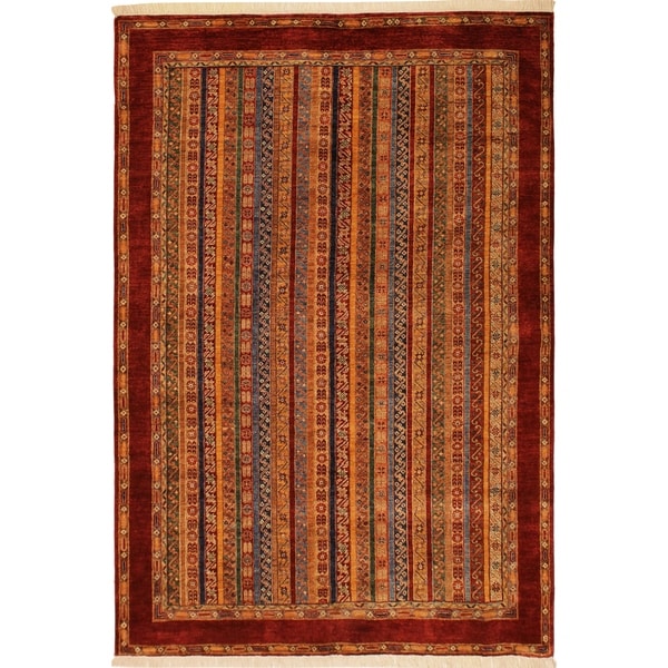 Shawl Garish Mose Red/Red Wool Rug (6'9 x 9'7) - 6 ft. 9 in. x 9 ft. 7 in.