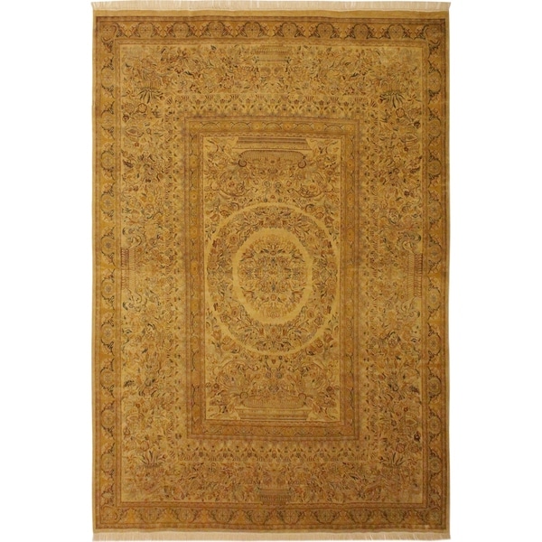 Zarqa Pak-Persian Mandi Ivory/Ivory Wool Rug (9'1 x 12'5) - 9 ft. 1 in. x 12 ft. 5 in.