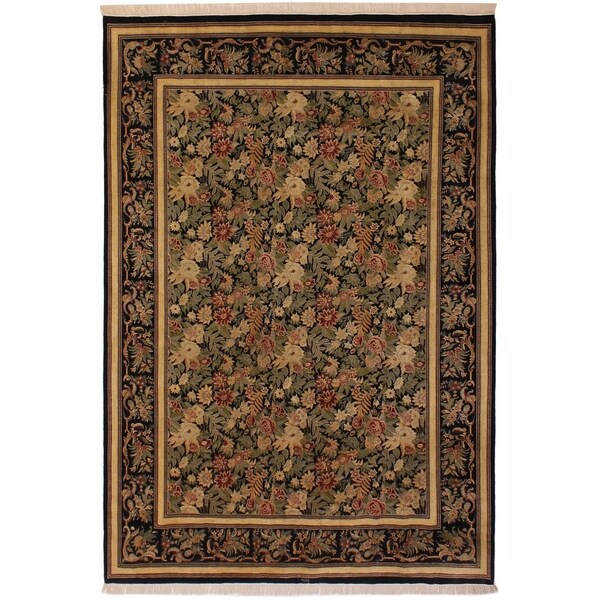 David Pak-Persian Roxanna Black/Black Wool Rug (9'0 x 12'4) - 9 ft. 0 in. x 12 ft. 4 in.