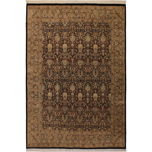 Pak-Persian Tula Black/Green Wool Rug (9'1 x 12'0) - 9 ft. 1 in. x 12 ft. 0 in.