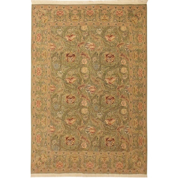 Marry Gold Pak-Persian Roxana Lt. Green/Lt. Green Wool Rug (9'2 x 12'8) - 9 ft. 2 in. x 12 ft. 8 in.