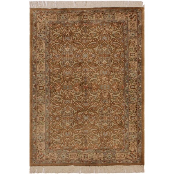 Tabriz Pak-Persian Ona Lt. Brown/Lt. Tan Wool Rug (3'1 x 4'10) - 3 ft. 1 in. x 4 ft. 10 in.