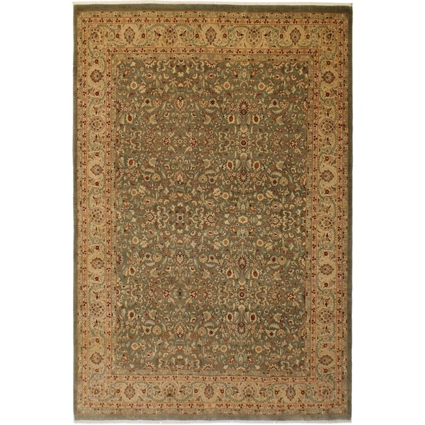 Vegtable Dye Istanbul Alyce Green/Tan Wool Rug (9'1 x 12'9) - 9 ft. 1 in. x 12 ft. 9 in.