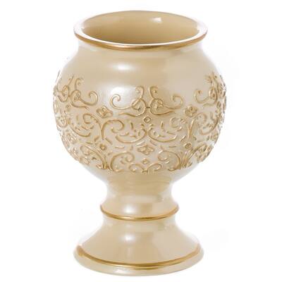 Creative Scents Shannon Style Gold and Beige Resin Bathroom Trash Can