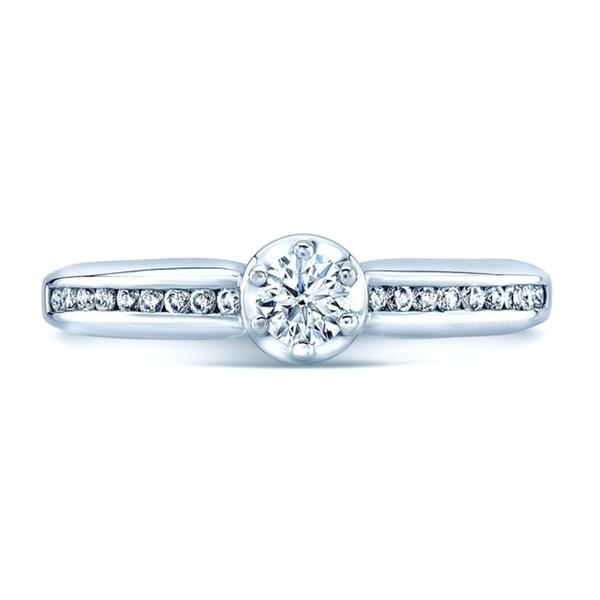 Platinum Round Cut Diamond (0.4 ct. t.w) Engagement Ring, Size 7