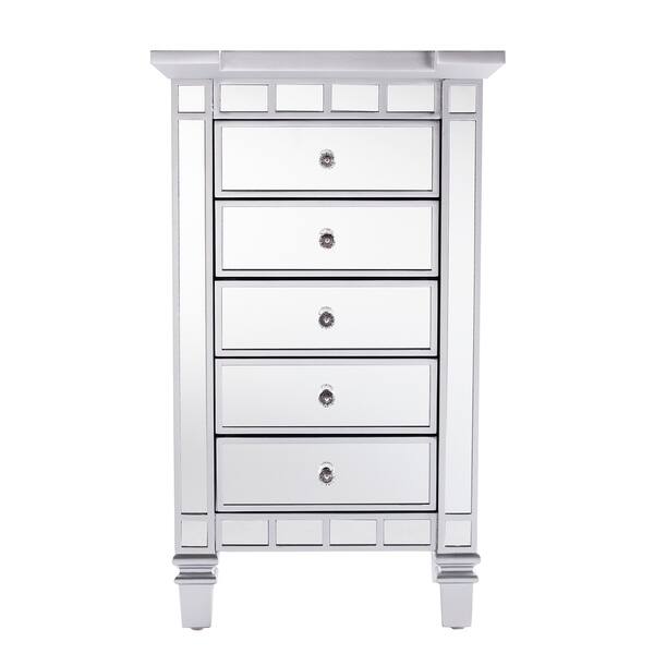 Silver Orchid Mailes Mirrored 5 Drawer Accent Chest Silver Orchid Mailes Mirrored 5