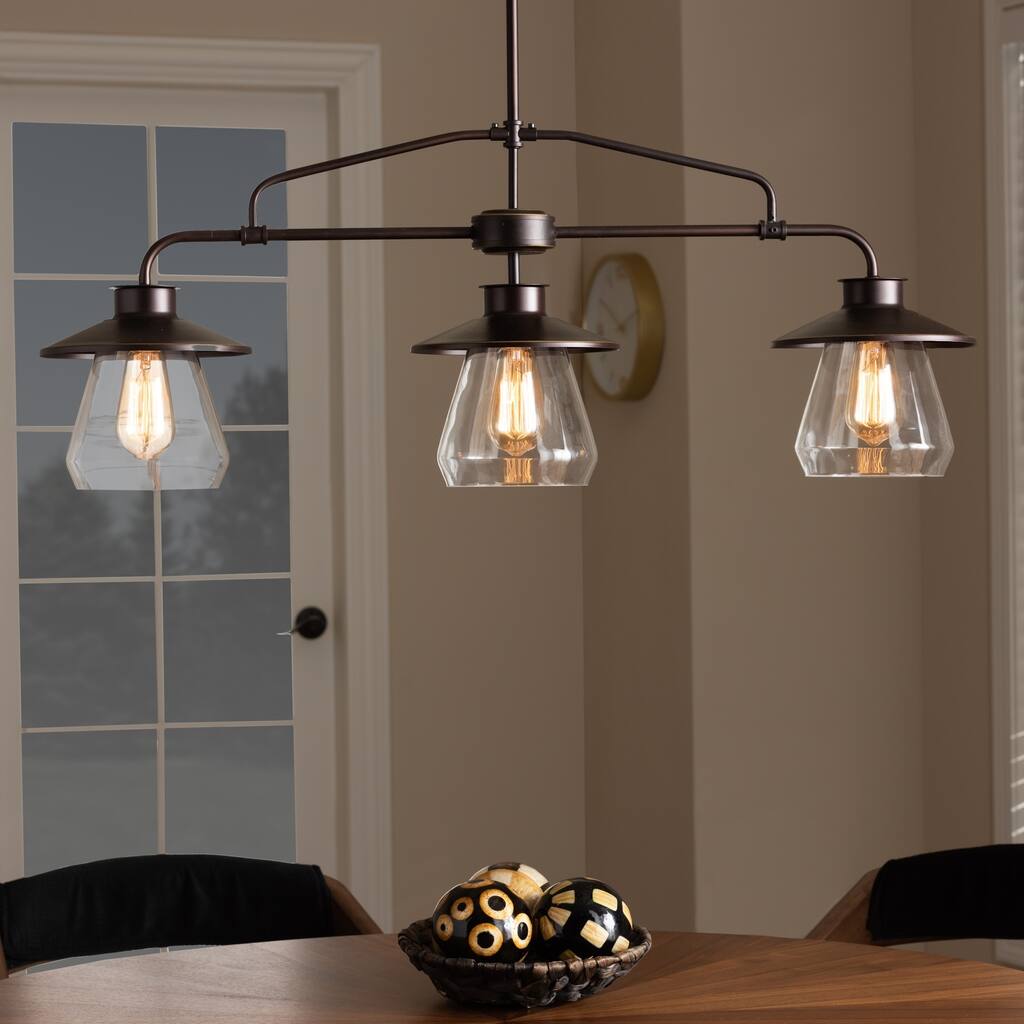 Vintage Industrial Dark Bronze 3-Light Kitchen Island Pendant Light - Dark bronze