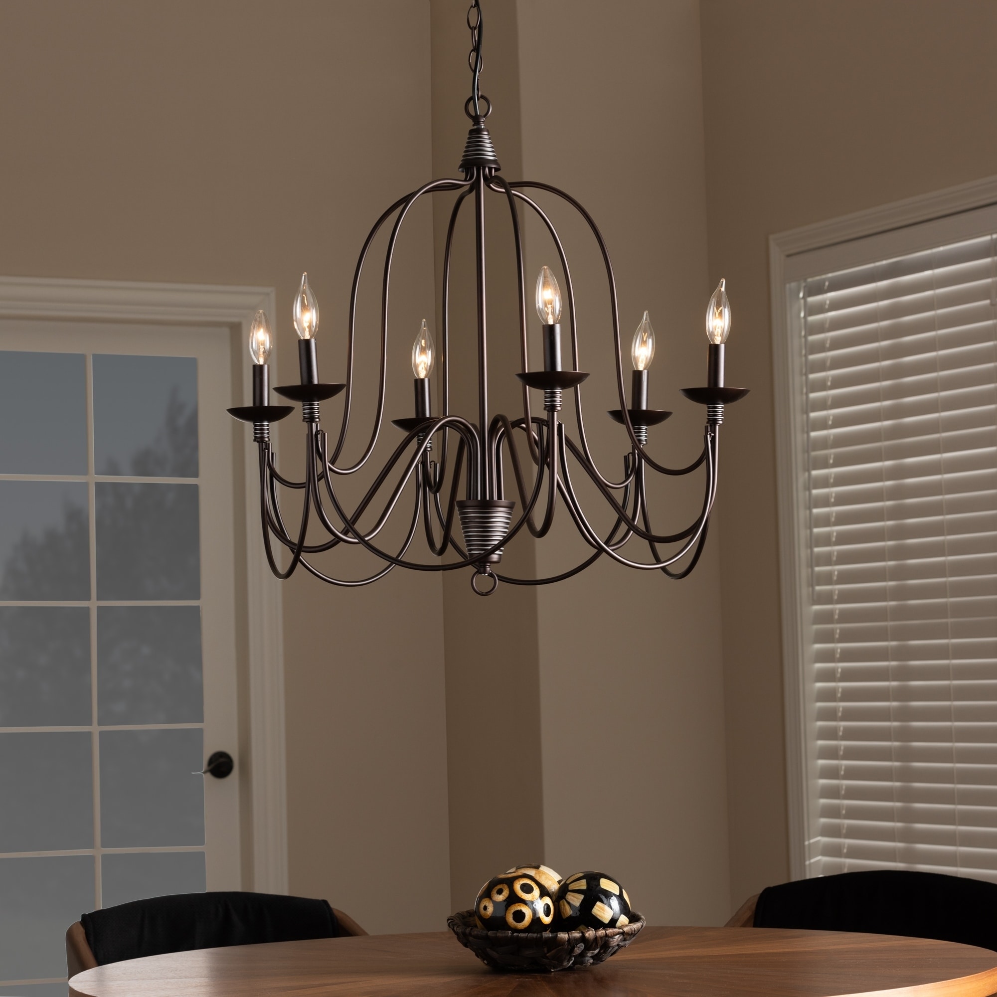 Transitional Dark Bronze Metal 6-Light Chandelier - Chandeliers For Bedrooms by Overstock.com