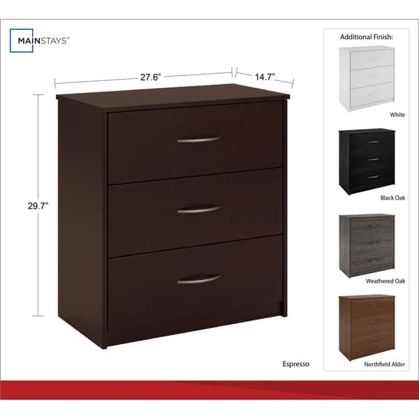 Shop Ameriwood Home Emery Espresso 3 Drawer Dresser Overstock