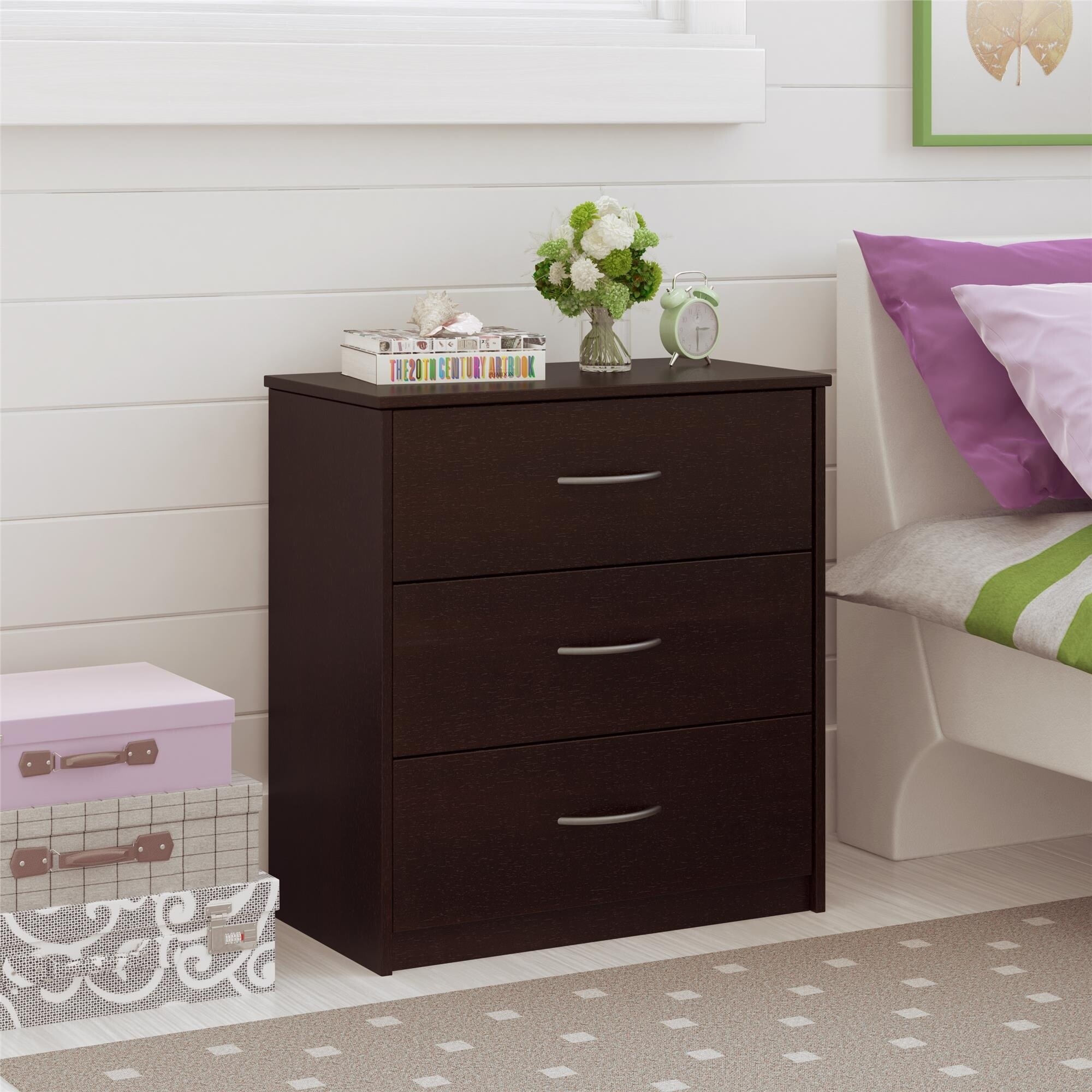 Shop Ameriwood Home Emery Espresso 3 Drawer Dresser Overstock