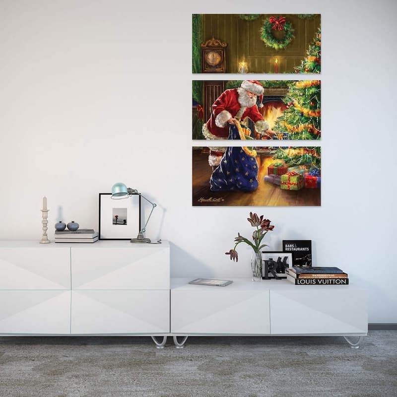 iCanvas "Santa At Tree Blue Sack" by Marcello Corti
