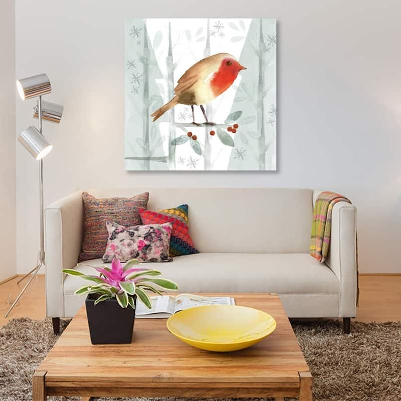 iCanvas "Christmas Hinterland III - Robin" by Noonday Design