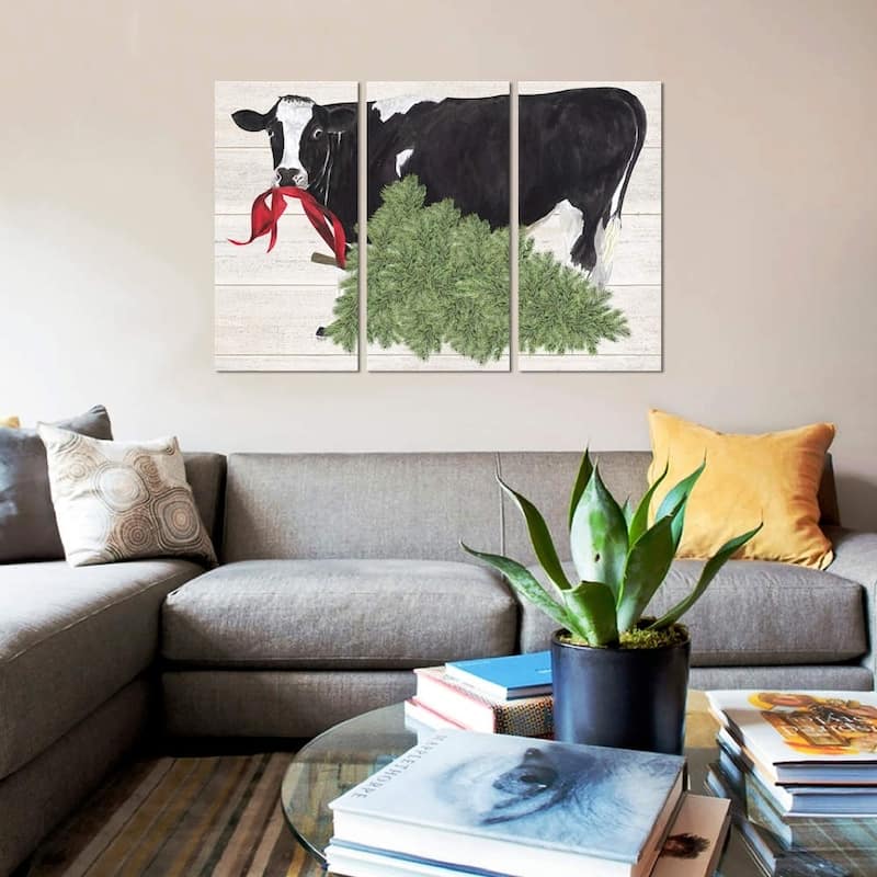 iCanvas "Christmas On The Farm II - Cow with Tree" by Tara Reed
