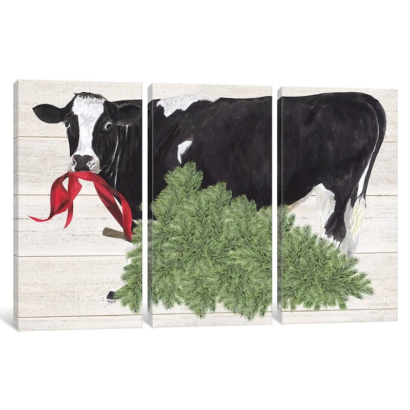 iCanvas "Christmas On The Farm II - Cow with Tree" by Tara Reed