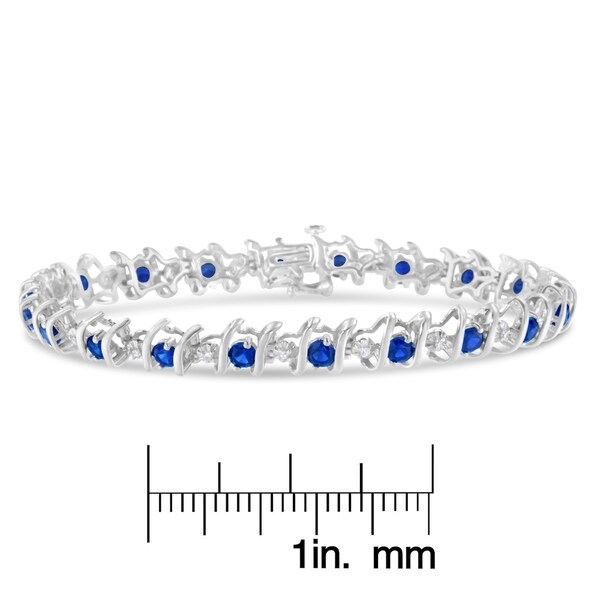 Sterling Silver Birthstone and Diamond S-Link Tennis Bracelet (H-I, I1-I2)