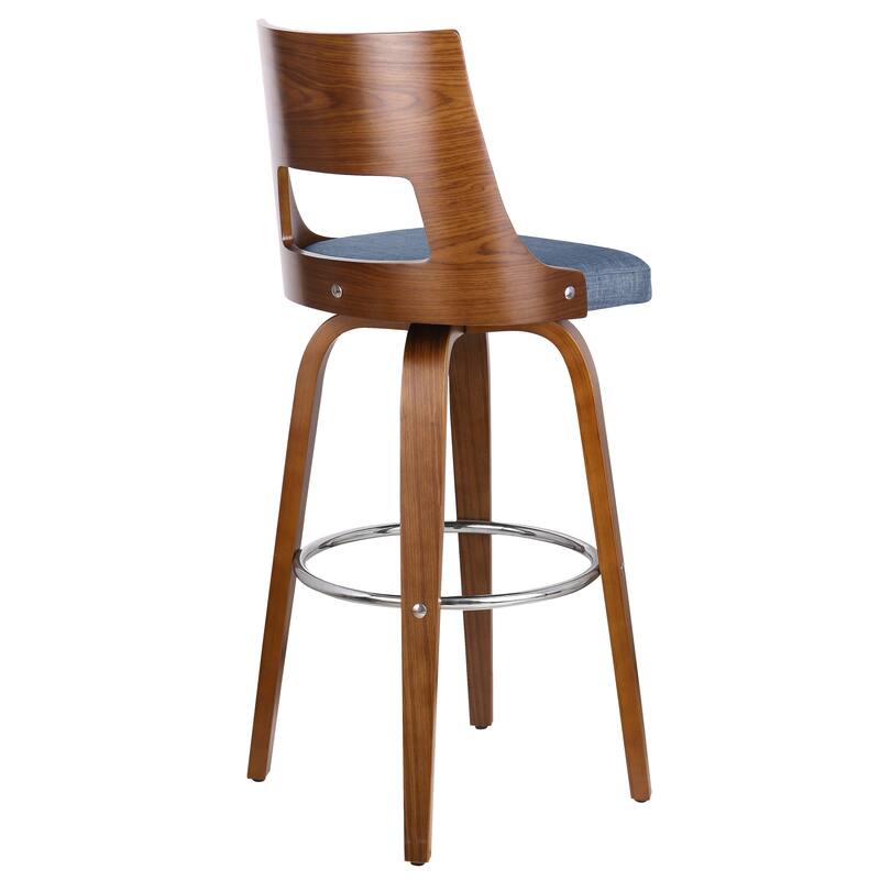 Porthos Home Piers Wood Bar Stools, Beech Legs and Fabric Upholstery
