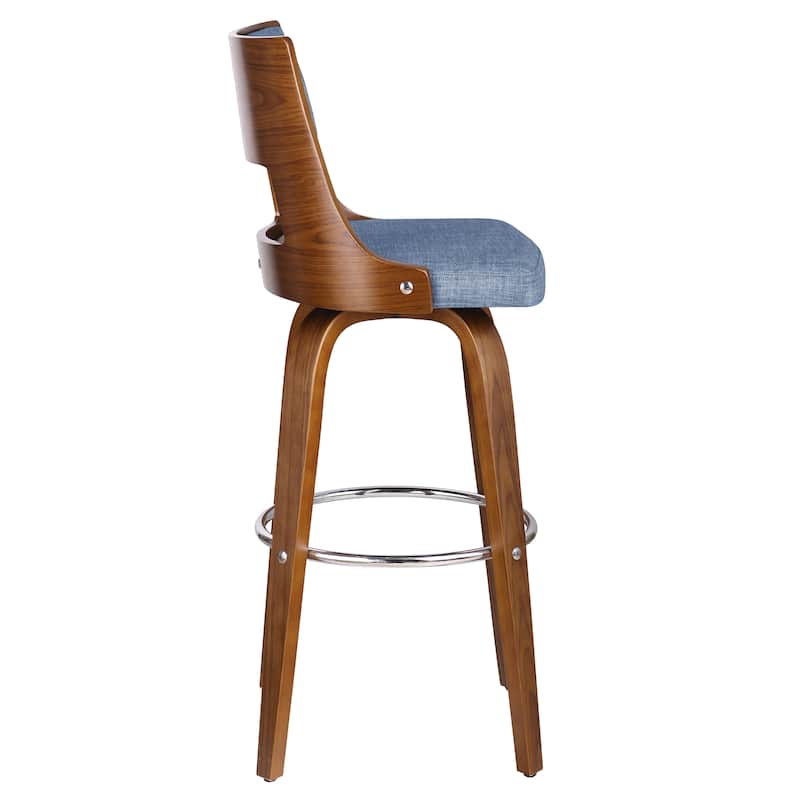 Porthos Home Piers Wood Bar Stools, Beech Legs and Fabric Upholstery