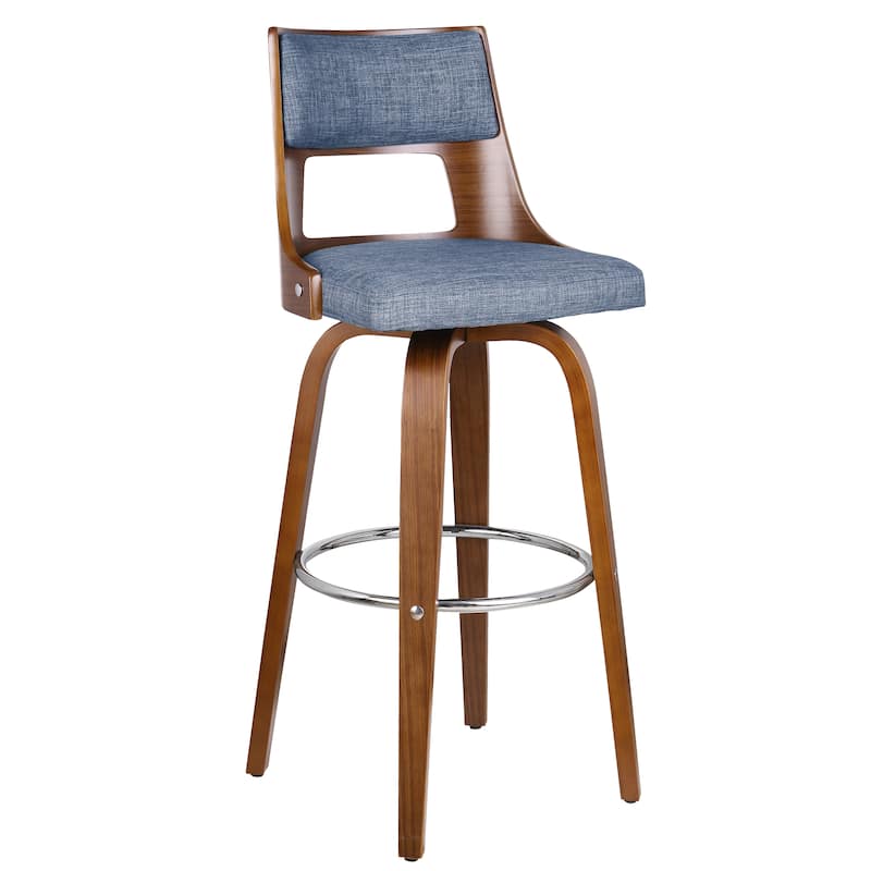 Porthos Home Piers Wood Bar Stools, Beech Legs and Fabric Upholstery
