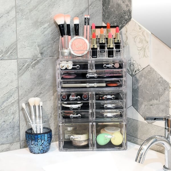 Acrylic 4 Piece Makeup Organizer Set - Ceramic Makeup Organizer Acrylic 4 Piece Makeup Organizer Set - Ceramic Makeup Organizer