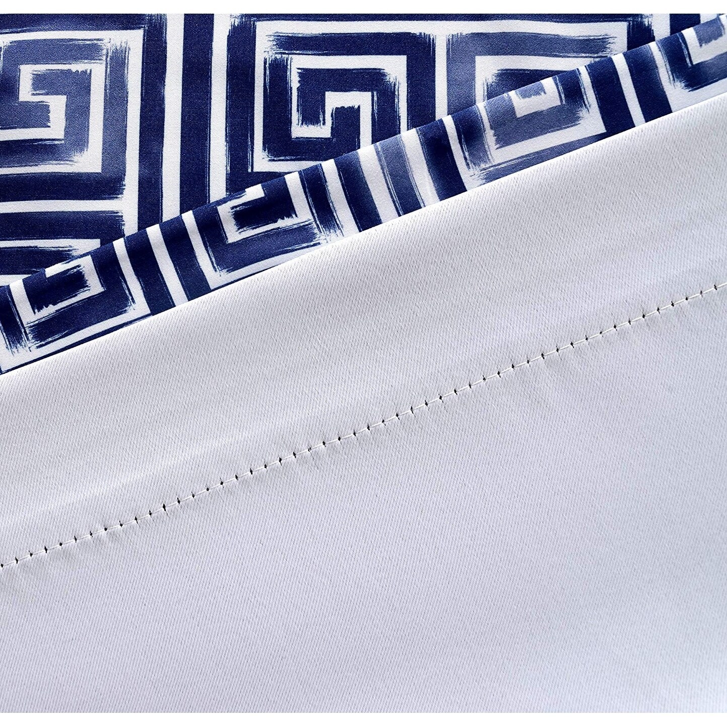 Solid Drapery Panel with Greek Key Trim- classic linen drape with