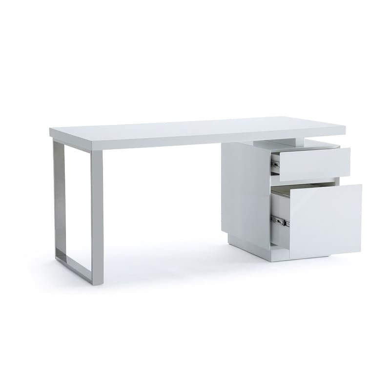 Shop Modrest Carson Modern White Stainless Steel Desk Free